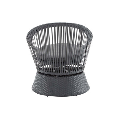 26.7" Modern Gray Swivel Wicker Lounge Chair With Rattan And Iron Frame, Featuring A Stylish Round Design, Perfect For Living Room, Patio, Or Balcony Relaxation