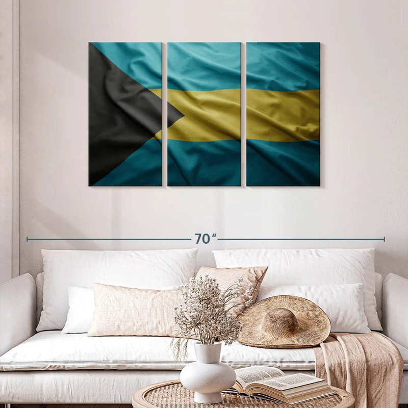 Borges battant le drapeau des Bahamas, H 28 po x l 45 po