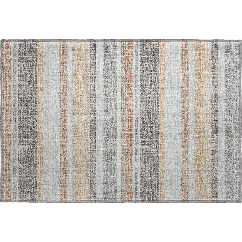 Premium Machine Washable Mayfield AMF2122 Striped Rug, 1'8" x 2'6", Gray