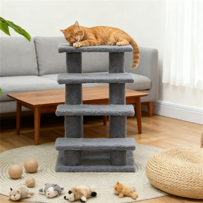 Escalier à griffer à plusieurs niveaux pour chat, pour salon, chambre à coucher, Gris