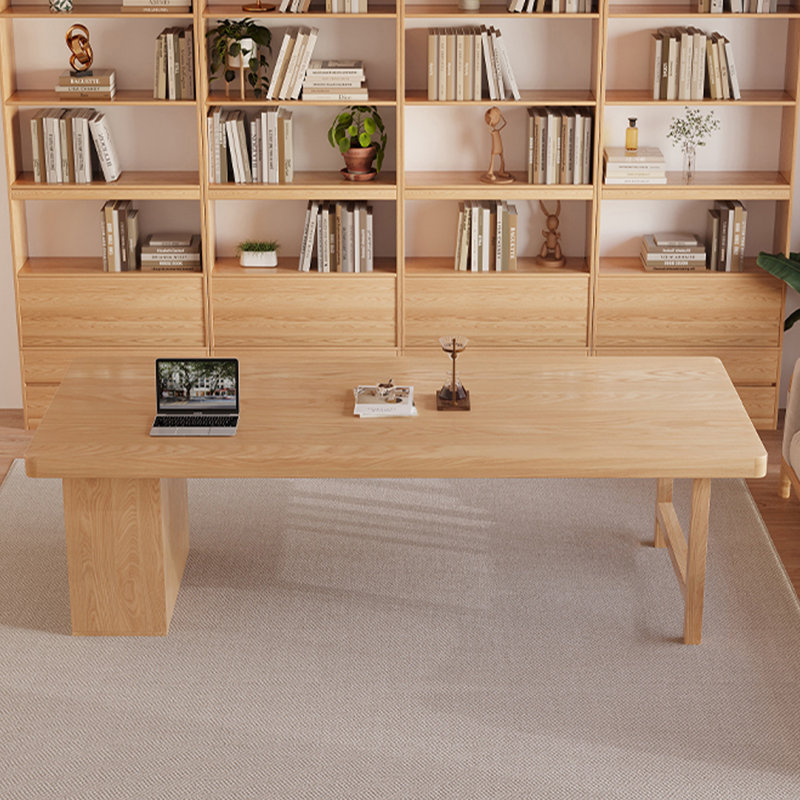 Bureau rectangulaire en bois massif Burlywood, 29.53" H x 70.87" W x 31.5" D