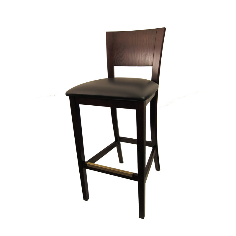 Upholstered Counter Stool with Solid Wood Frame