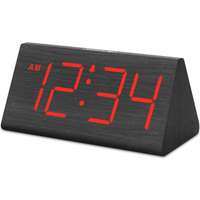 Wooden Digital Alarm Clock With Large Numbers, Bedside Nightstand Clock With Usb Port, Adjustable Volume And Dimmer, Adapter Powered For Bedroom Living Room Office