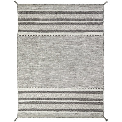Canyon Cotton Striped Area Rug in Gray