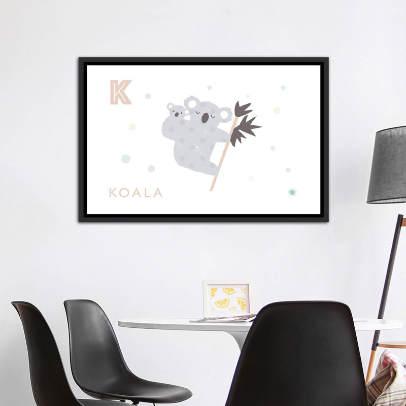 Koala - reproduction d'impression, Toile avec cadre noir patiné, H 40 po x l 60 po x 1,5 po, Pas de tapis