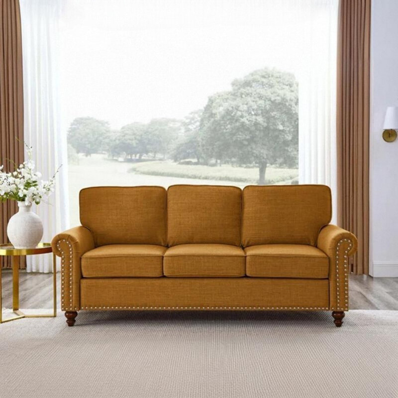 Canapé en tissu simple, Brun