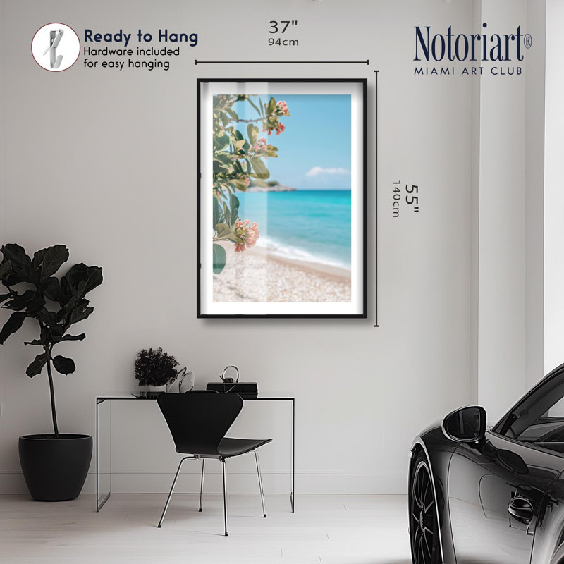 Boîte à ombre cyan feuille brume par Notoriart, H 55 po x l 37 po, Noir