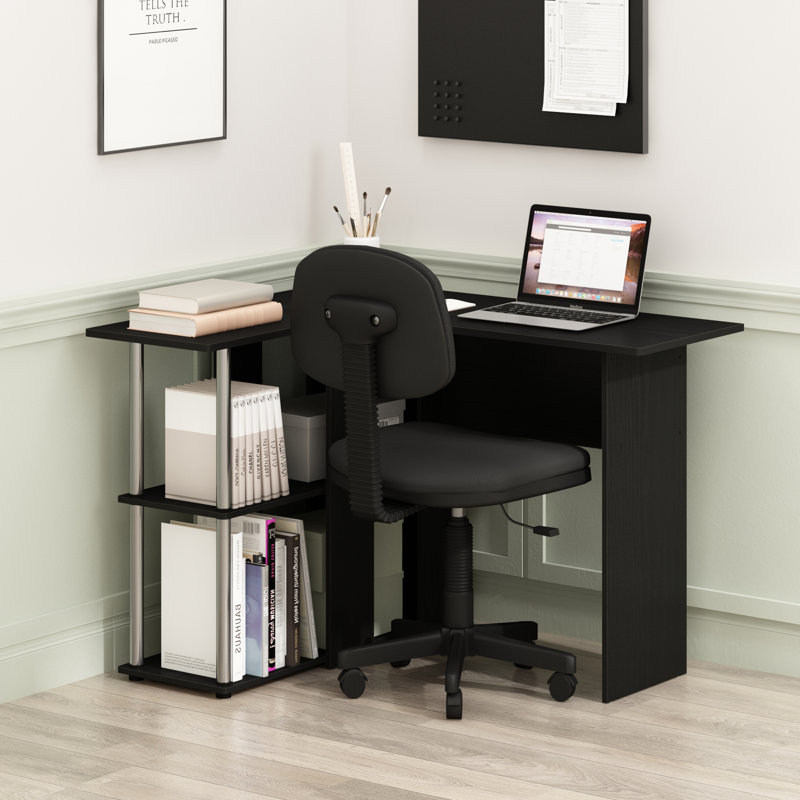 Angulo L-Shaped Computer Desk, Americano, Black