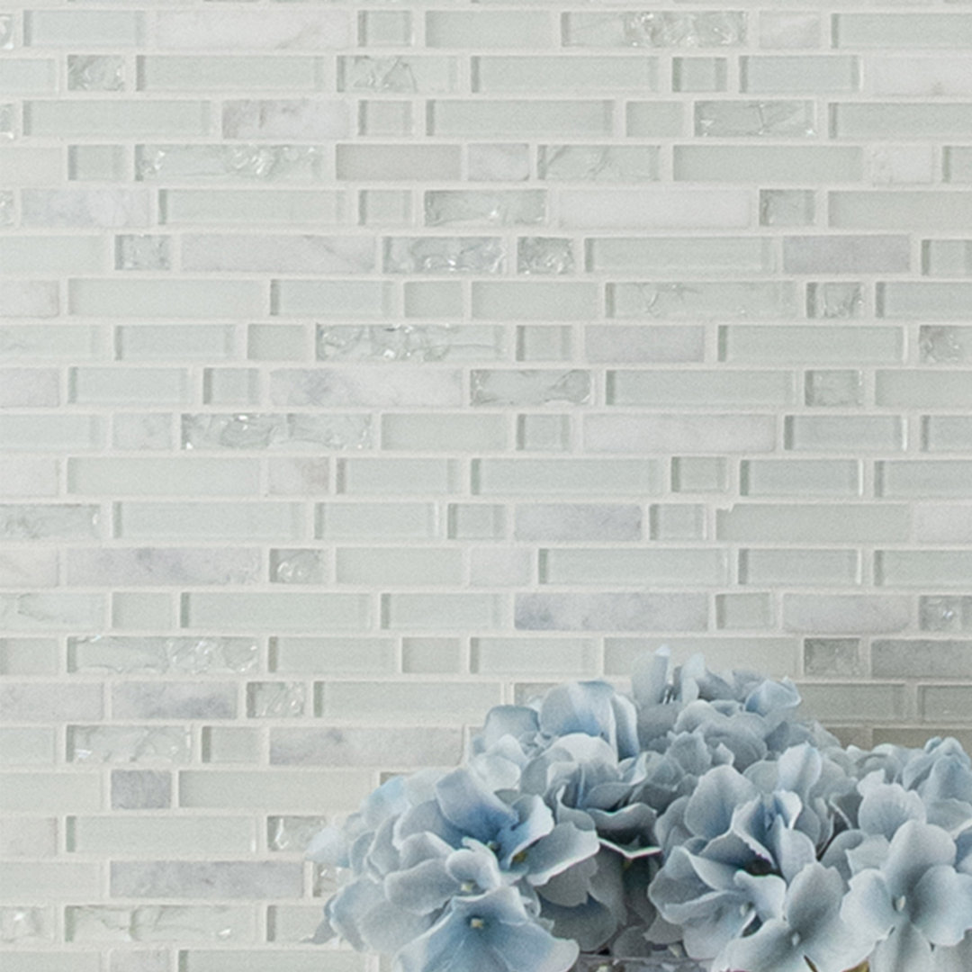 Crystal Strata 12 in. x 12 in. Stone Glass Blend Mosaic Wall Tile Ackland