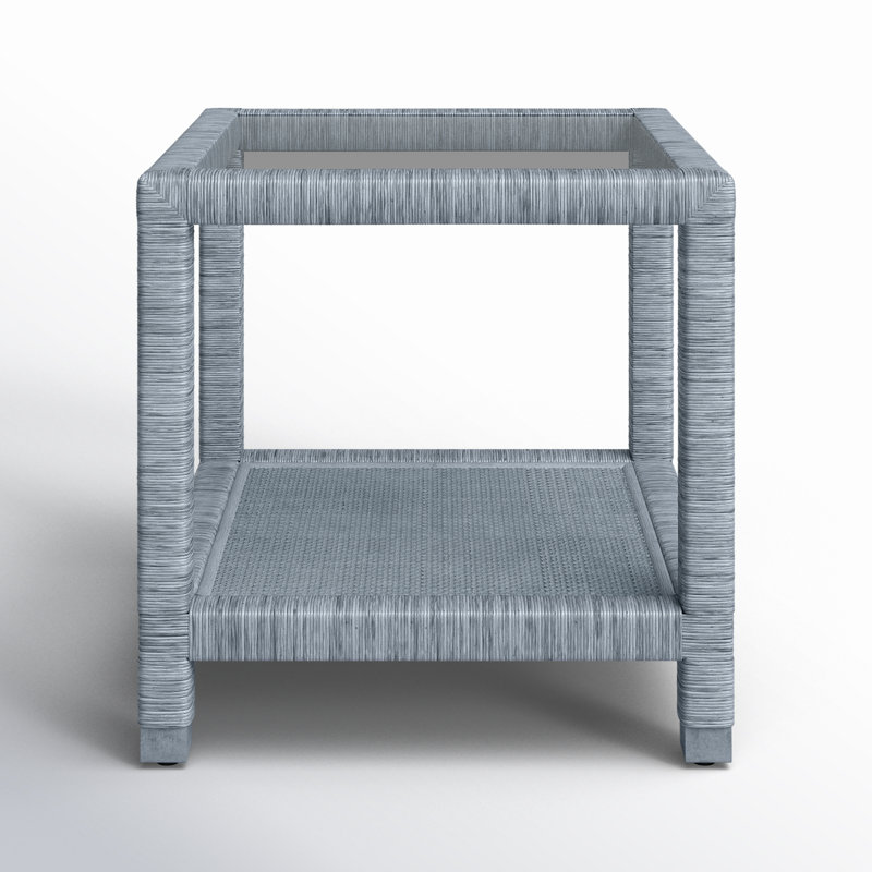 Pine Isle Glass End Table, Sea Glass
