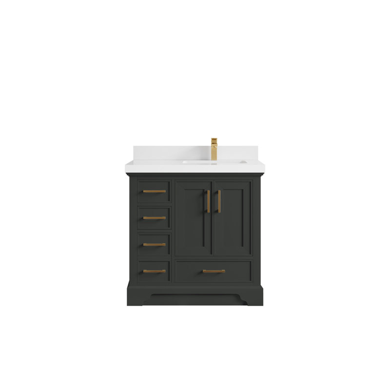 Meuble-lavabo simple 36 po avec comptoir en quartz Jimmi