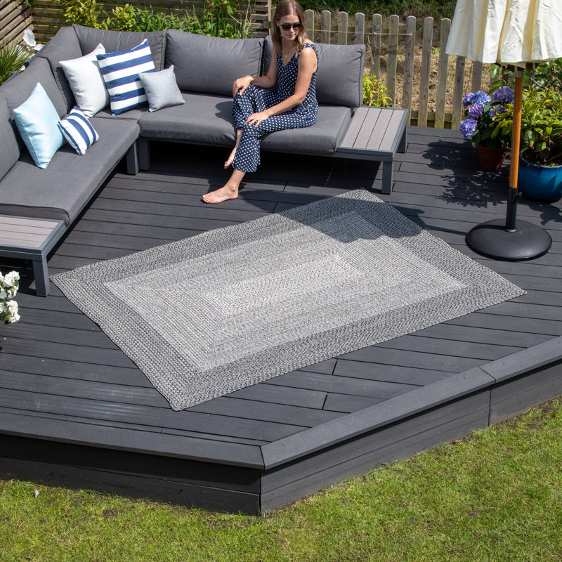Reneen Small Handwoven Rectangular Indoor/Outdoor Rug in Slate, Rectangle 290 x 190cm