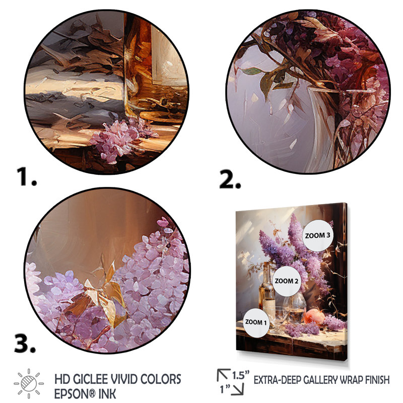 «Mauve Winerys Wine Lavender Breeze Blooms III», art mural vin, H 20 po x l 12 po x P 1 po, Cadre simple noir