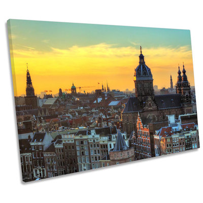 Amsterdam Sunset Skyline - Wrapped Canvas Print