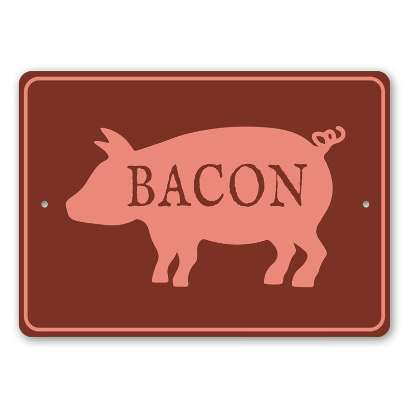 Plaque en aluminium Bacon, H 10 po x l 14 po x P 0,04 po