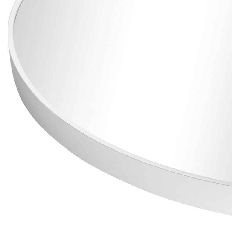 Jessica Round Metal Accent Wall Mirror, Silver, 80cm H x 80cm W x 3.8cm D