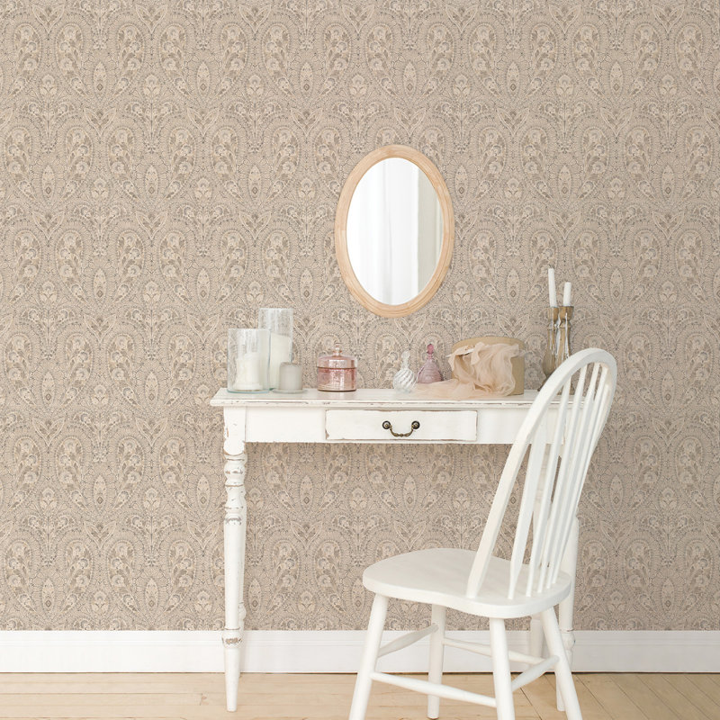 Garretson 1000cm x 52.8cm Satin Wallpaper Roll, Beige