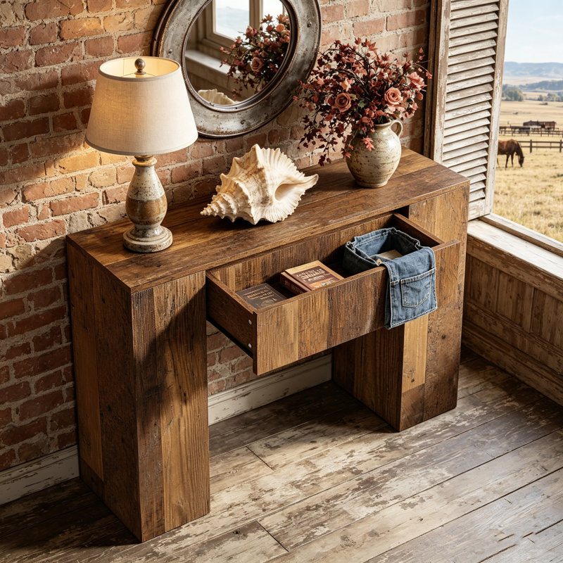 39.5" Console Table, Rustic Sofa Entryway Table Foyer Table with Drawer