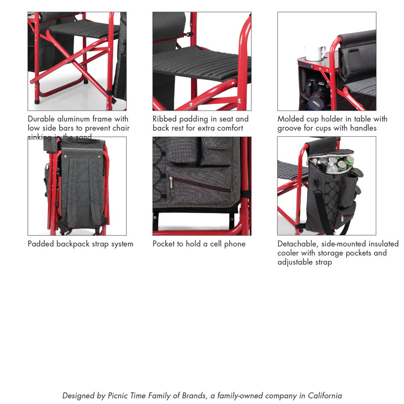 Folding Camping Chair with Cushions, Black