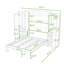 Lit escamotable en bois avec deux garde-robes et tablettes de rangement-665028848