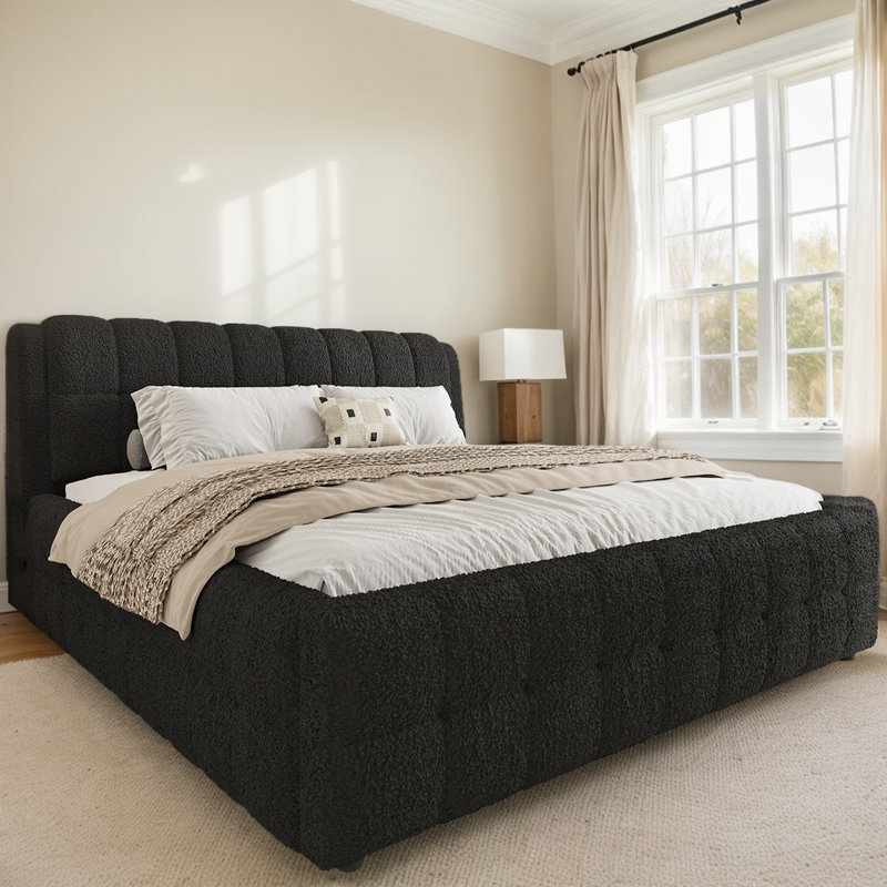 Lit plateforme confortable en mousse avec structure en panneau de fibres à densité moyenne, sans sommier, durable, Très grand