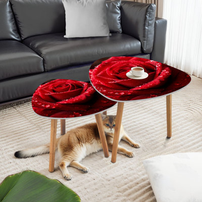 Ensemble de 2 tables basses gigognes Triangle Red Rose