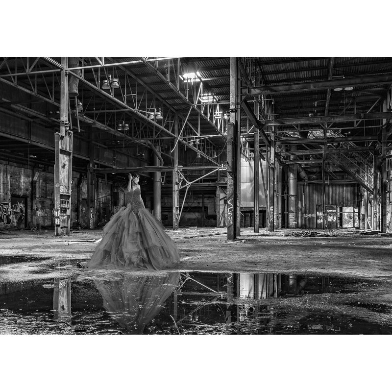 3AP6135 Unconventional Womenscape #8, The Factory (BW) by Julian Lauren - Wrapped Canvas Art Prints, 70cm H x 100cm W x 4cm D