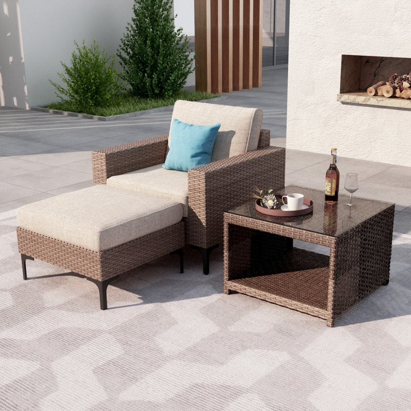 Canapé modulaire d'extérieur en aluminium pour 2 personnes avec coussins Amberson