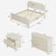 Ensemble de chambre à coucher 3 pièces Yavian, lit double en bois d'hévéa avec table de chevet et commode-1203216207