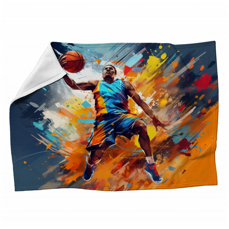 Jeté en molleton Basketball, L 50 po x L 60 po