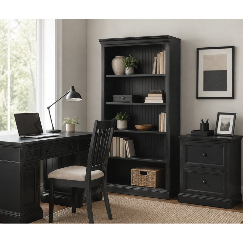 Sherita Bookcase, European Gray, (3 Shelves) 60” H x 32” W x 14.25” D