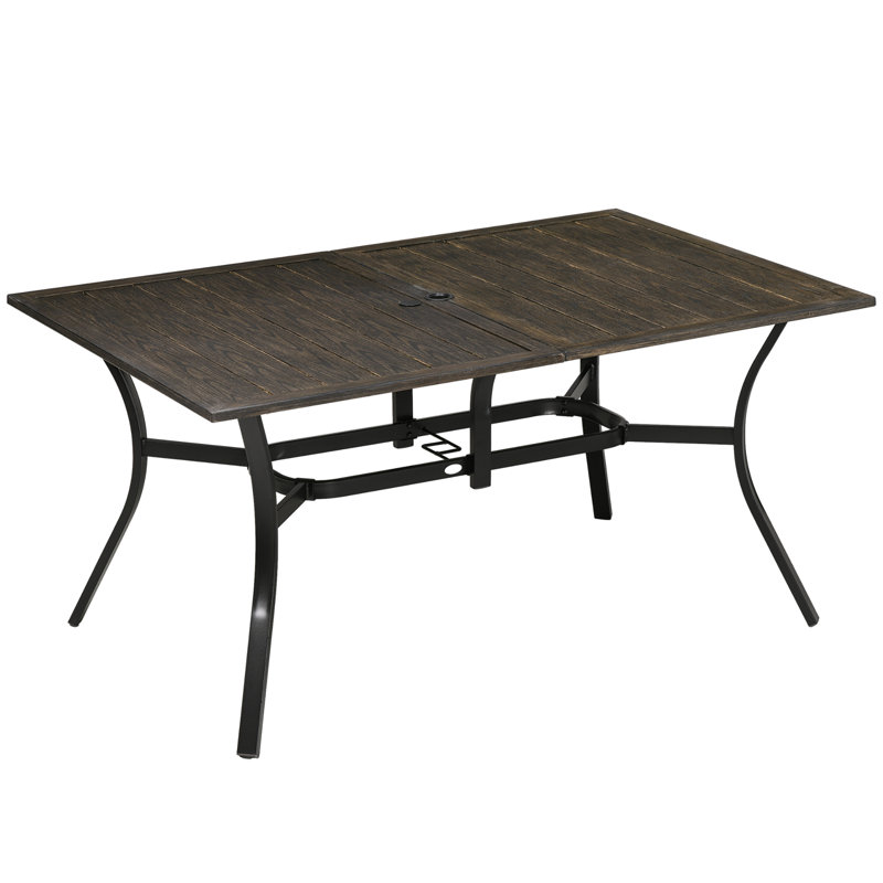 Glenna Rectangular Metal Outdoor Dining Table With Umbrella Hole , 150cm cm W 96cm cm D