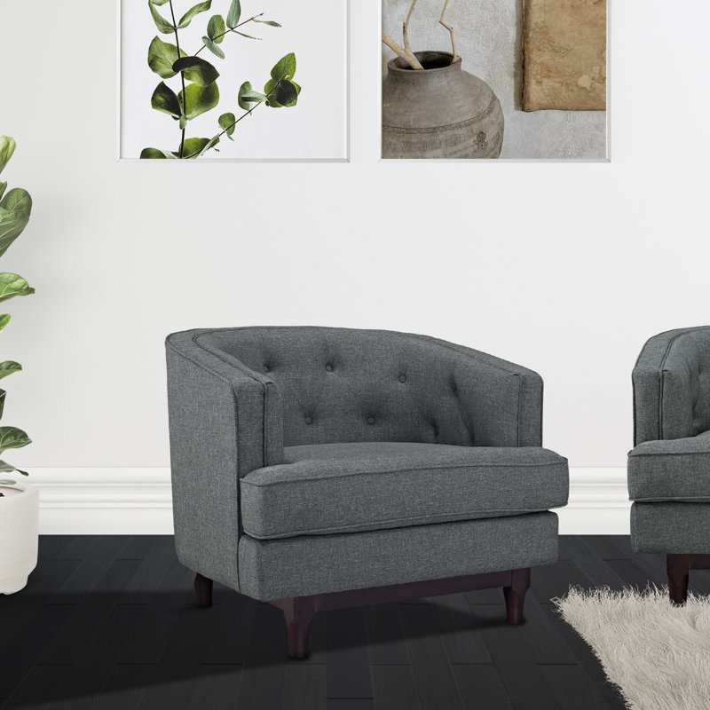 Fauteuil demi-tonneau 35,5 po, Polyester gris