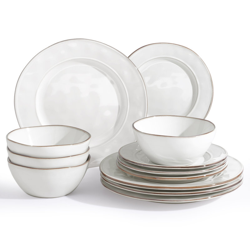 Famiware  12 piece Stoneware Dinnerware Set - Service for 4, White