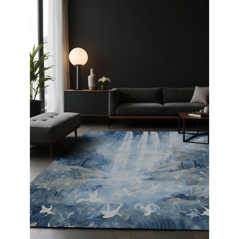 Tapis gris soyeux et moelleux, Rectangle 7 pi x 9 pi