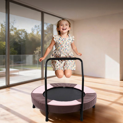 36 Inch Nursery Trampoline For Kids, Ages 1 Year Plus, Mini Indoor Foldable Rebounder With Handle,Stable & Quiet,Toddler Trampoline Toys, For Boys & G