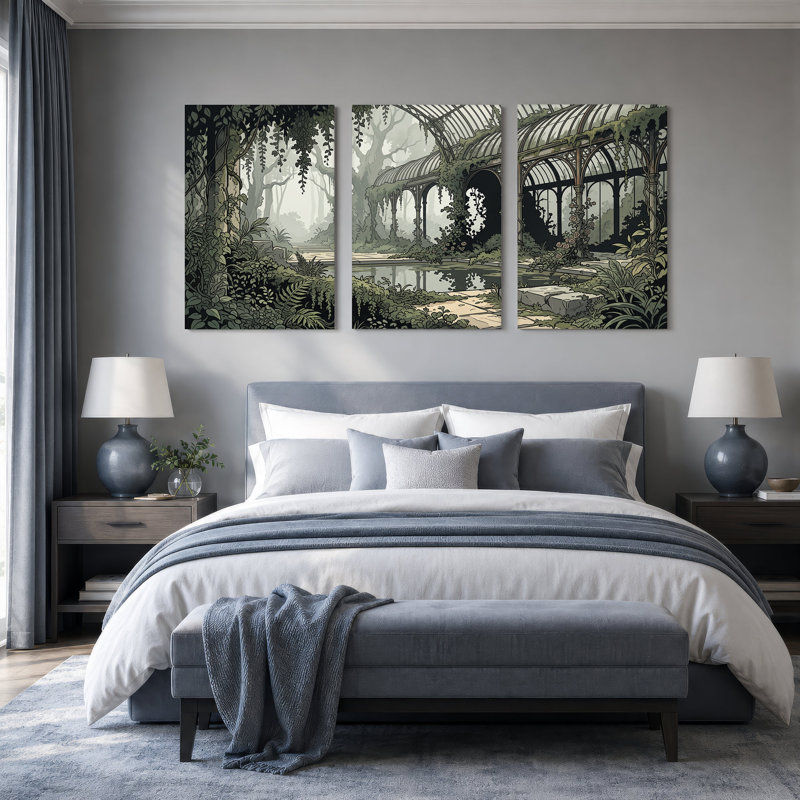 Ensemble de 3 toiles en verre Overgrown, H 36 po x l 24 po x 3 pièces