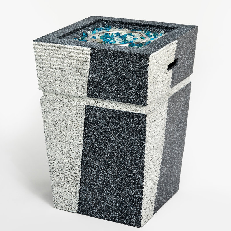 Concrete Fire Pit For Patio Propane - 20In Width, 2.2Inch Bowl Depth, Blue, 40000Btu Heat, Includes Rocks Outdoor Fireplace Gas, Adjustable Flame, Heat