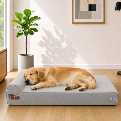 Très grand lit orthopédique pour chien en mousse à mémoire de forme avec doublure imperméable et housse amovible lavable
