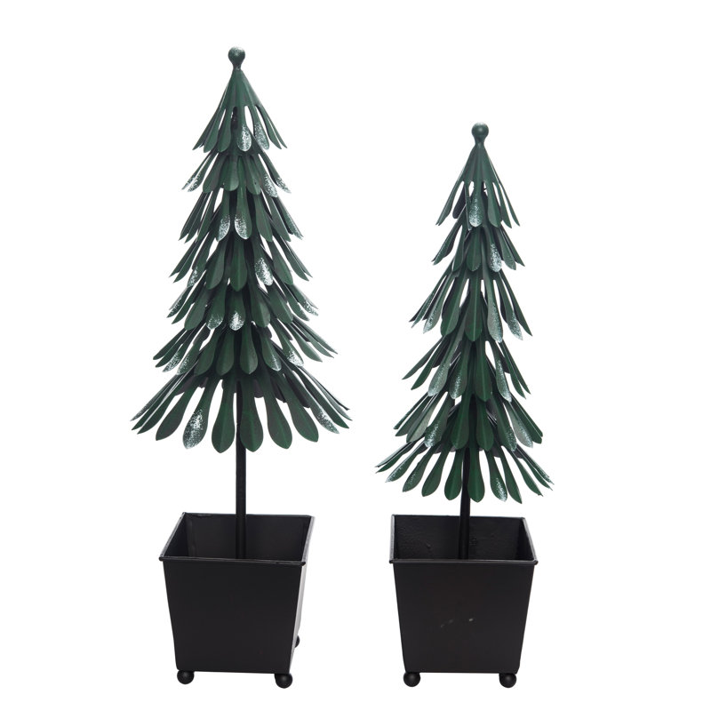 Ensemble de 2 arbres de Noël en pot multicolores en métal 20 po Transpac