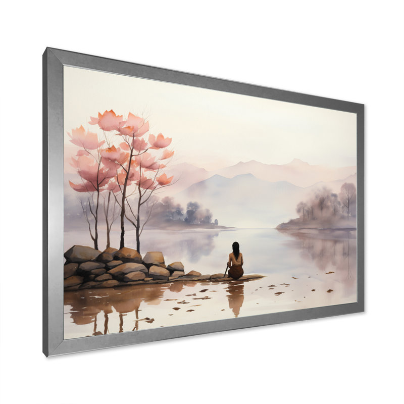 Tranquil Nature III sur toile, Cadre simple argenté, H 34 po x l 44 po x P 1,5 po