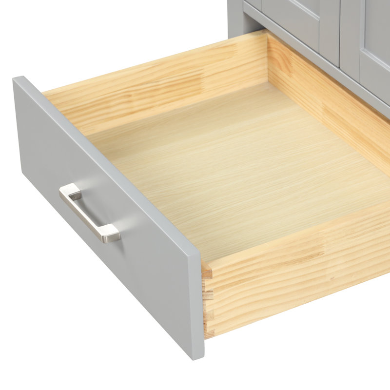 Meuble-lavabo simple 25 po avec plateau en marbre de Carrare et miroir Vallee, Gris