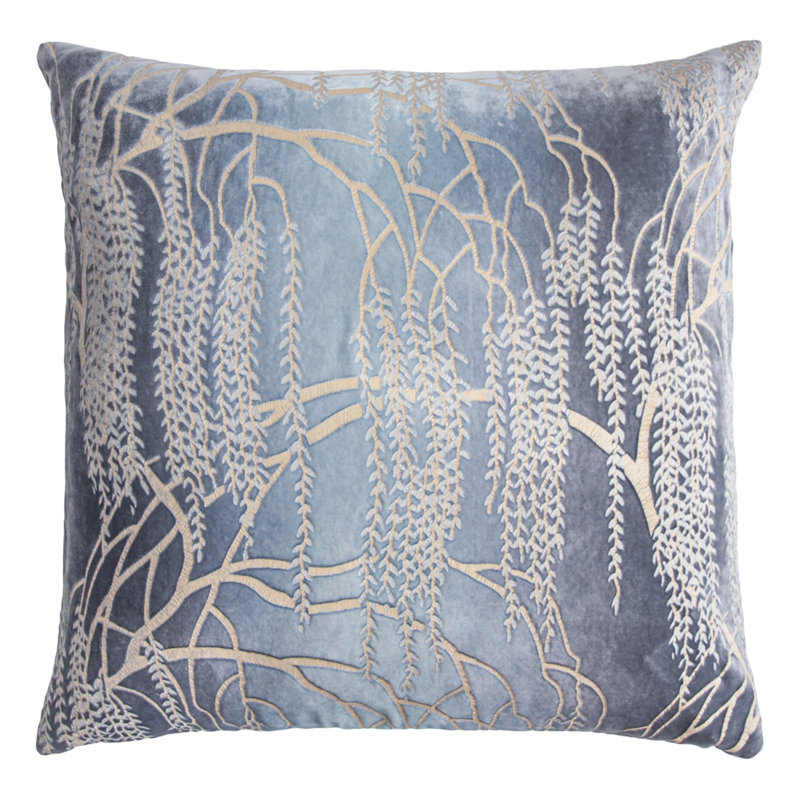 Willow Metallic Square Velvet Pillow Cover & Insert, 18" x 18", Evergreen