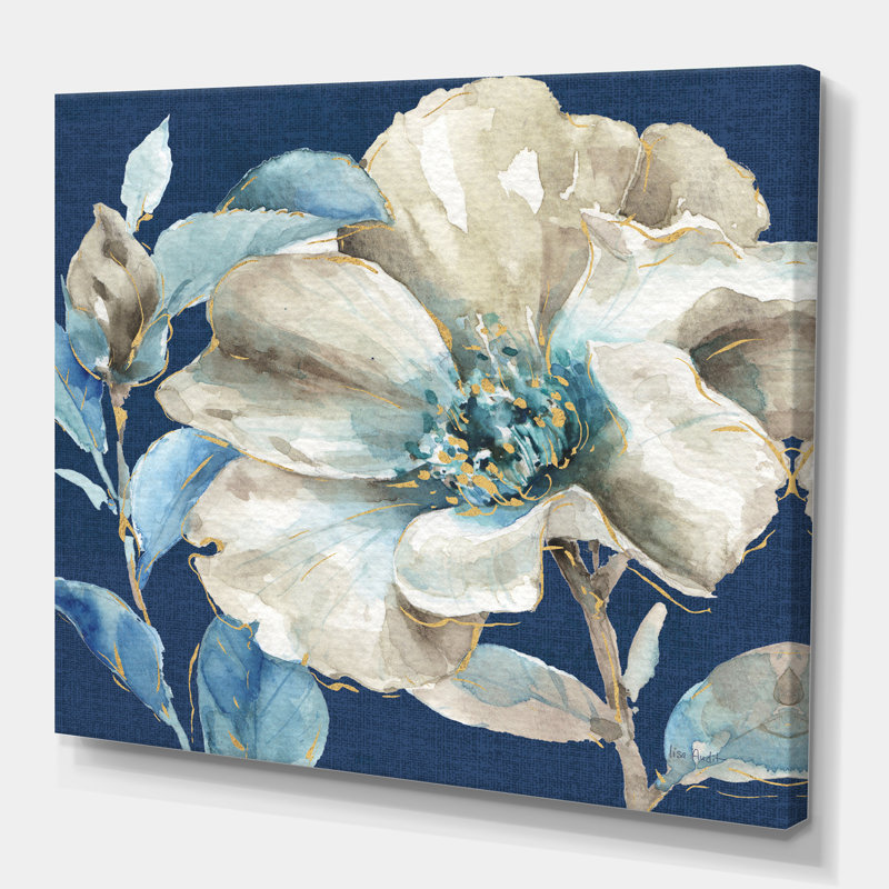 Indigold Watercolor Flower I - reproduction d'art sur toile tendue, H 16 po x l 16 po x P 1 po