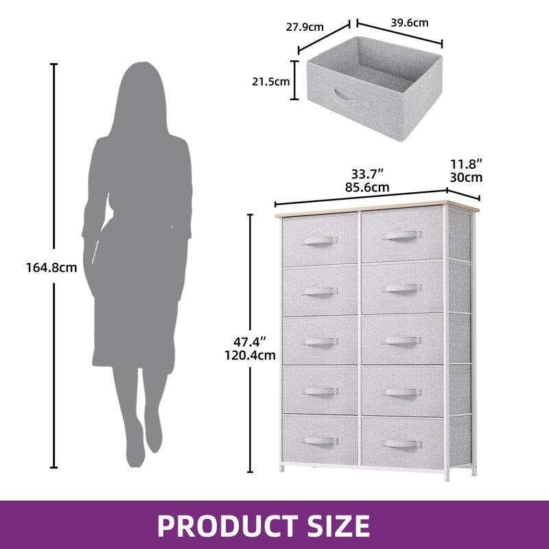 85.6cm W 10 - Drawer Chest of Drawers