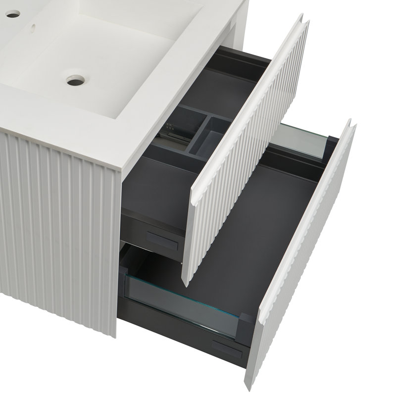 24" Wall-Mounted Single Bathroom Vanity Set, White