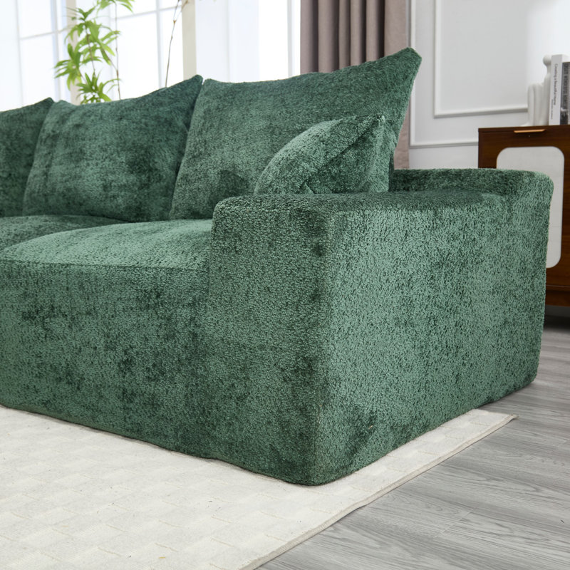 Canapé modulaire l 108,27 po Boucle, Chenille émeraude