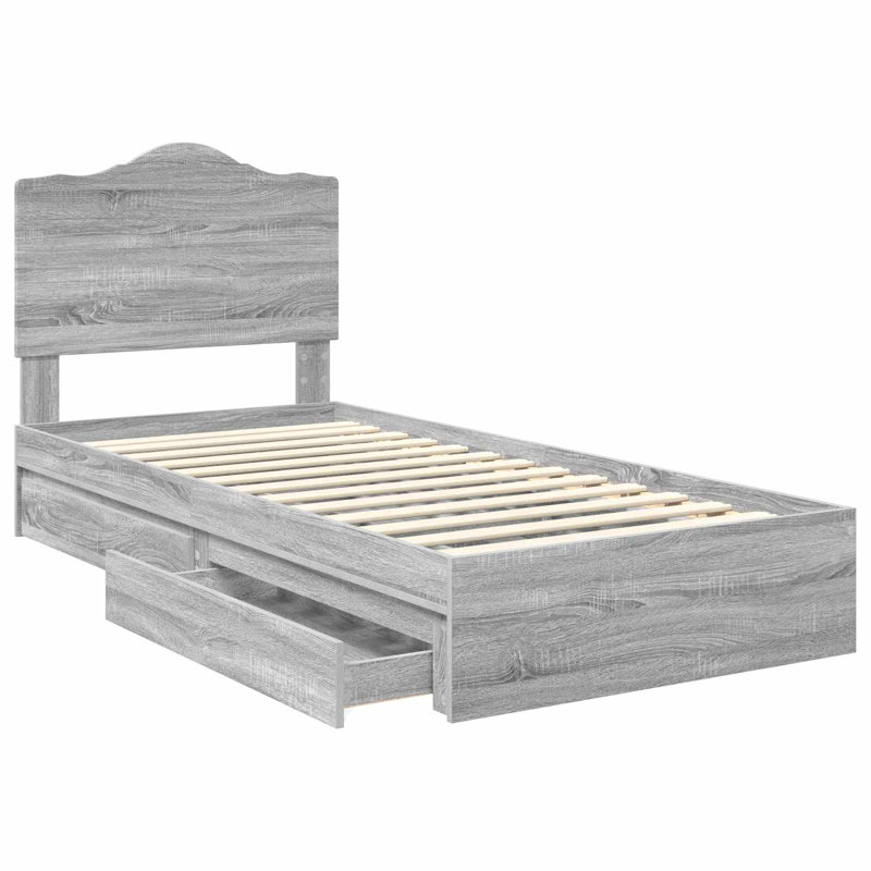 Bed, European Single (90 x 200 cm), Grey Sonoma