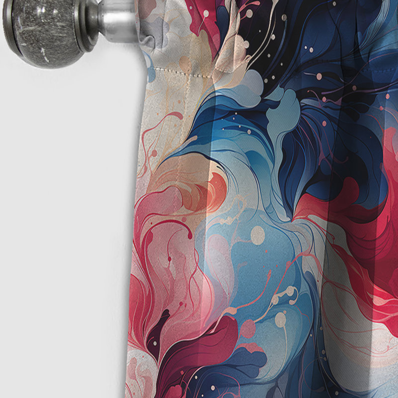 «Colorful Artistic Expression Marble Swirls II» - rideau occultant en marbre abstrait - 1 panneau, L 52 po x L 84 po