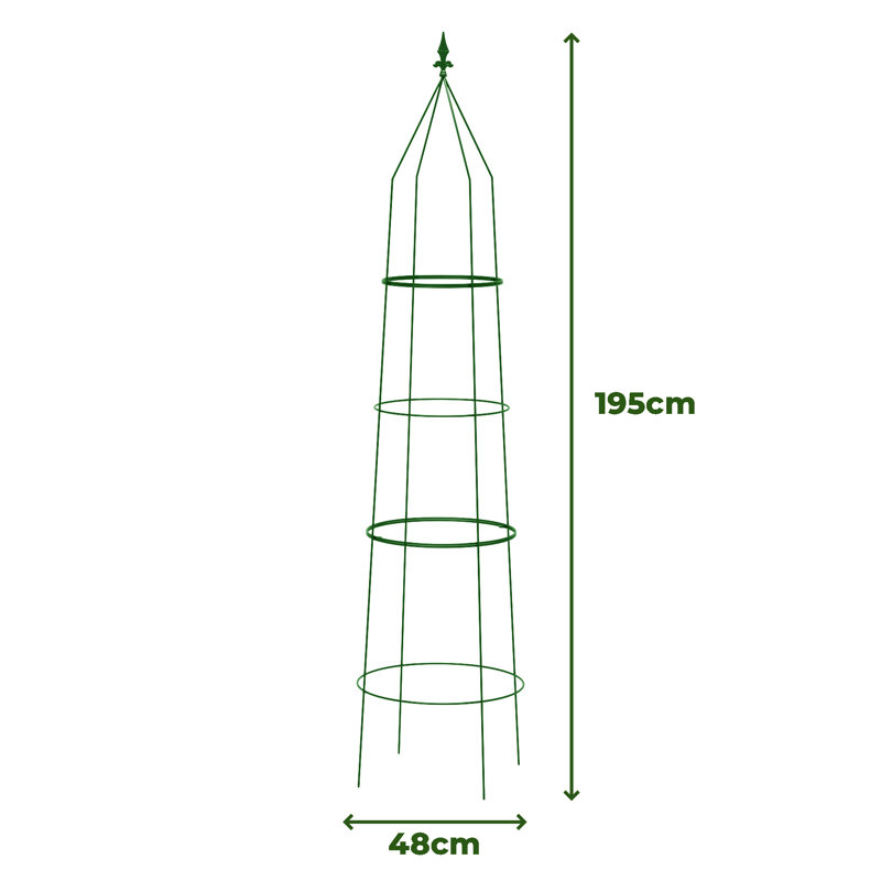 Ardiana Metal Plant Support, 195cm H x 48cm W x 48cm D, 2, Green